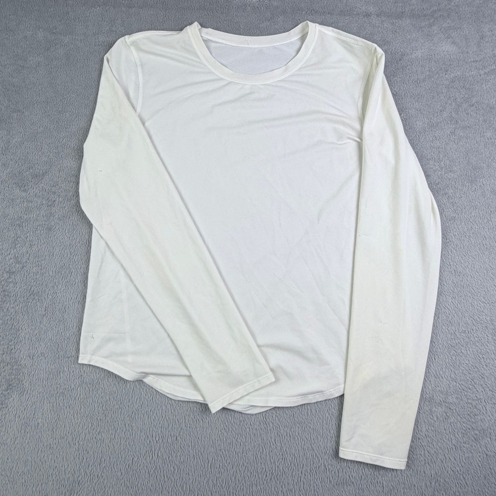 Lululemon White Long Sleeve Activewear Training Shirt Mesh Side Venting Size 8